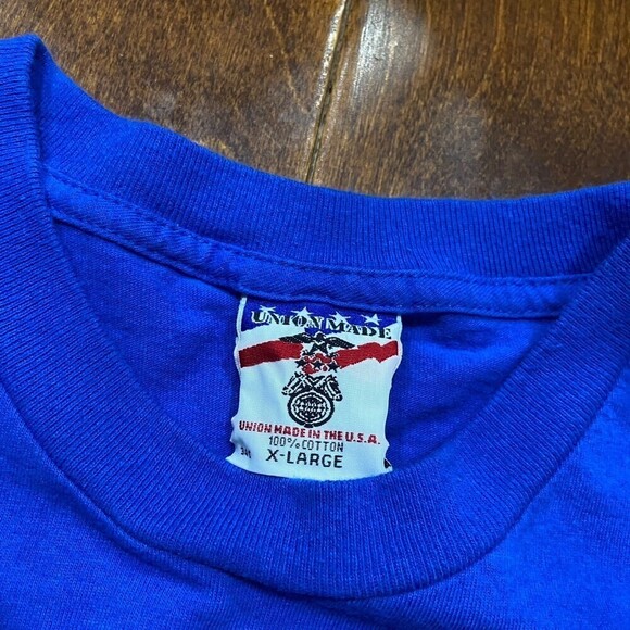 Union Made Vintage Chemical Workers Union American Tee Blue Men's Size XL - Picture 9 of 9